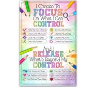 MQXFCZUX Growth Mindset Classroom Poster: I Choose To Focus On What I Can Control - Laminated Social Emotional Learning (SEL) Art for Positive Behavior & Kids Wall Decor(Framed,12x18inch(30x45cm))