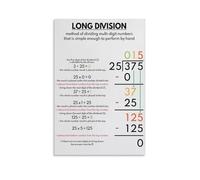 MQXFCZUX Math Long Division, Step-by-Step Guide for Beginners, Fun Learning Tool for Elementary Students, Teacher Resources & Homeschool Classroom Art Framed,16x24inch(40x60cm)