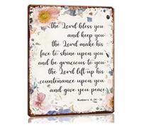 MQXFCZUX May The Lord Bless You and Keep You Numbers 6 24 26 Bible Verse Tin Signs Scripture Wall-Art Poster for Bedroom Modern Farmhouse Kitchen Decor Pictures for Bathrooms