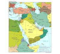 MQXFCZUX Middle East Political Map - Large Scale Detailed Chart with Major Cities and Capitals for Geography Education & World Wall Decor(Unframed,12x18inch(30x45cm))