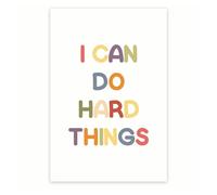 MQXFCZUX Motivational Classroom Poster - I Can Do Hard Things - Positive Affirmation Wall Art for School Counseling Kids Bedroom Decor Framed,08x12inch(20x30cm)