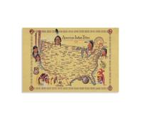 MQXFCZUX Native American Tribes Map, Pre-Columbian Indigenous Peoples of North America, Historical Wall Art Poster for Study, Library or Classroom Unframed,12x18inch(30x45cm)