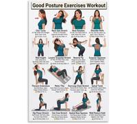 MQXFCZUX Posture Fix Exercises Poster Upper Back Neck Pain Stretches Canvas Print Wall-Art for Home Gym Bedroom Living Room Decor