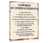 MQXFCZUX Retro Frontier Tin Sign Cowboy 10 Rules For Rodeo Arena County Fair Booth 8 X 12 inch