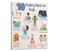 MQXFCZUX Routine Chart Poster Healthy Habits Educational Wall-Art for Classroom Canvas Print for Childrens Room Bedroom Living Room Decor Unframed,08x12inch(20x30cm)