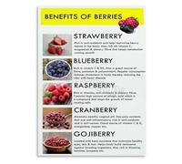 MQXFCZUX Types of Berries Chart Poster Fruit Guide with Information Illustration Wall-Art for Kitchen Home Bedroom Decor Unframed,16x24inch(40x60cm)