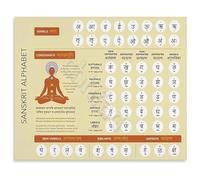 MQXFCZUX Vintage Sanskrit Alphabet Metal Tin Sign Devanagari Script Chart Indian Language Poster for Yoga Studio Home Classroom (8 X 12 inch)