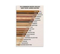 MQXFCZUX Woodshop Reference Poster The Janka Hardness Scale for Wood Canvas Wall-Art Informative Guide for Carpenters and Builders Unframed,16x24inch(40x60cm)