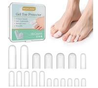 MQXUNMI 18 Pcs Gel Toe Protectors, Silicone Toe Cover Protector, Protector Toe Cover Sleeves with Holes, Reduce Friction, Protect Toe (2L+4M+6S +6 XS)