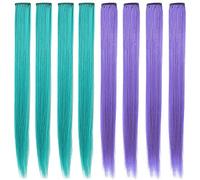 MQY COLOR Teal Lavender Hair Extensions Clip in,8PCS 21'' Hairpieces
