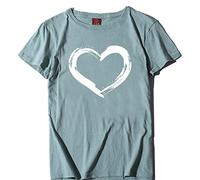MQYXGS Women T-Shirt Love Print Crewneck Top Womens Short Sleeve Top Plus Size Loose Shirt Tunic Tops Blouses Tee Shirt(Green/18)