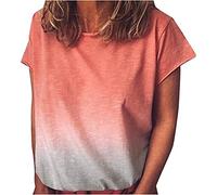 MQYXGS Women Tops Tie-Dye Short Sleeve Bluse Womens Crew Neck Plus Size Loose T-Shirt Tunic Tops Shirt Tee Shirt Blue Green Orange Pink Purple Yellow 8 10 12 14 16 18 20 22