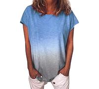 MQYXGS Women Tops Tie-Dye Short Sleeve Bluse Womens Crew Neck Plus Size Loose T-Shirt Tunic Tops Shirt Tee Shirt Blue Green Orange Pink Purple Yellow 8 10 12 14 16 18 20 22