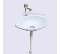 MQZHUK Cloakroom Basin Hand Washing Sink, 28x28x12cm/11x11x4.7inch Plastic Combination Modern Wash Basin Cleaning, Rim Oval Vessel with Faucet Waste Setfor for Bathroom and Toilets Oval Faucet Set A