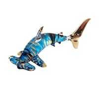 Mr_air_thai_Glass_Blown 3⅜" Gold Dot Blue Hammerhead Shark Fish Blown Glass Figurine Hand-Blown Statue Tabletop Decoration Unique Collectible for Adult Collectors Handcrafted Elegant Home Room Decor