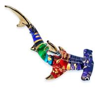 Mr_air_thai_Glass_Blown 3½" Multicolor Gold Hammerhead Shark Fish Blown Glass Figurine Hand-Blown Statue Tabletop Decoration Unique Collectible for Adult Collectors Handcrafted Elegant Home Room Decor