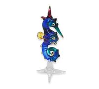 Mr_air_thai_Glass_Blown Tiny 2½" Blue Red Yellow Seahorse Sea Horse Fish - Miniature Hand Blown Glass Animals Cute Colorful Small Crystal Decorative Figures Collectible Figurines Home Décor Gifts