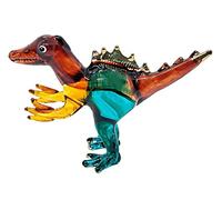 Mr_air_thai_Glass_Blown Tiny 2½" Brown Blue Yellow Spinosaurus Dinosaur Figurine - Miniature Hand Blown Glass Dino Prehistoric Reptile Crystal Animals Small Decorative Collectible Figures Décor Gifts