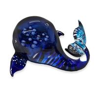 Mr_air_thai_Glass_Blown Tiny 3" Dark Blue White Dotted Whale Figurine - Miniature Hand Blown Glass Dolphins Whales Marine Mammal Sea Animal Fish Cute Crystal Decorative Collectible Figures Décor Gifts