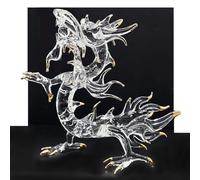 Mr_air_thai_Glass_Blown Tiny 5" Clear Strutting Chinese Asian Dragon Figurine - Miniature Hand Blown Glass Dragons Mythical Creature Animals Crystal Decorative Collectible Figures Décor Gifts