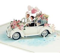 Mr and Mr Wedding Card Pop Up | 3D Anniversary Greeting for Couple Husband Friends (Size 15x20 cm - Wedding Car Gay)