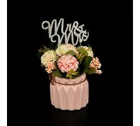 Mr and Mrs Bling Crystal Cake Topper Monogram Silver Wedding Bridal Shower Birthday Baby Shower