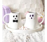 Mr and Mrs Boo Autumn Couples Halloween Quirky Ghost Shaped Mug Set