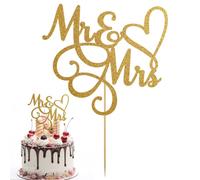 Mr and Mrs Cake Topper Bride and Groom Sign Personalised Topper Wedding Cake Toppers Gold Glitter Theme Party Supplies Letter Decorations for Wedding Engaged Anniversary