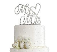 Mr and Mrs Cake Topper - Bride And Groom Sign Wedding Engagement Cake Toppers Decorations (Silver Glitter Acrylic)