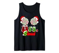 Mr and Mrs Claus Couple Peppermint Candies Christmas Plaid Tank Top