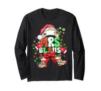 Mr and Mrs Claus Couples Santa Patchwork Christmas Lights Long Sleeve T-Shirt
