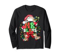 Mr and Mrs Claus Couples Santa Patchwork Christmas Lights Long Sleeve T-Shirt