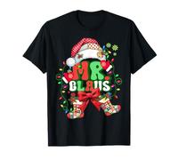 Mr and Mrs Claus Couples Santa Patchwork Christmas Lights T-Shirt