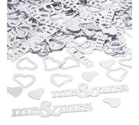 Mr and Mrs Confetti Silver Heart Confetti Wedding Table Decoration Wedding Heart Throwing Dinner Table Scatter for Bridal Showers Engagement Birthday Party Decor