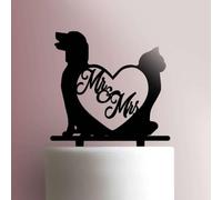 Mr and Mrs Dog and CatAcrylic Cake Topper 3mm Thick Premium Laser Cut Cake Decoration for Birthday, Wedding, Baby Shower & Party Cakes Durable Reusable