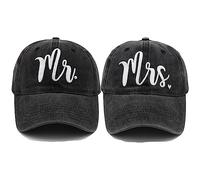 Mr and Mrs EST 2023 Hats for Men Women, Bride Groom Hats 3D Embroidered Baseball Caps Set Wedding Gifts for Couples, Black Mr and Mrs Hat, One size
