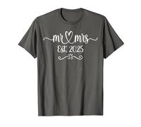 Mr. and Mrs. Est. 2025 Just Married Husband & Wife T-Shirt, Men, Asphalt Grey, 6X-Large