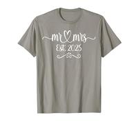 Mr. and Mrs. Est. 2025 Just Married Husband & Wife T-Shirt, Men, Slate Grey, 3X-Large