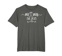 Mr. and Mrs. Est. 2025 Just Married Husband & Wife T-Shirt, Men's Big and Tall, Asphalt Grey, 3X Tall