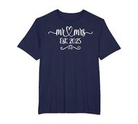 Mr. and Mrs. Est. 2025 Just Married Husband & Wife T-Shirt, Men's Big and Tall, Navy Blue, 6X Tall