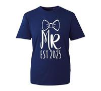 Mr and Mrs EST Custom Mrs Shirt, Couple Matching T Shirts, Wife and Husband Shirts, Valentines Day Shirt, Honeymoon Matching(Navy, M)
