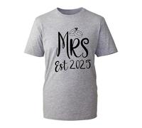 Mr and Mrs EST Custom Mrs Shirt, Couple Matching T Shirts, Wife and Husband Shirts, Valentines Day Shirt, Honeymoon Matching(Heather Grey, S)