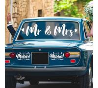 Mr and Mrs Just Married Car Sticker, Just Married Car Decals Sign Wedding Car Decorations Mr and Mrs Stickers for Wedding Honeymoon Car Wall Window Decor