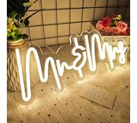 Mr and Mrs Neon Sign for Wedding Dimmable Mr Mrs Neon Signs Led Neon Sign for Party 16.2''x6.3'’ Neon Light Sign Mr & Mrs Sign for Anniversary Valentine's Day Wall Decor Gift Warm White