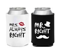 Mr and Mrs Novelty Can - Anti-Slip Black Beer Can Coolies | Mr and Mrs Novelty Can Cooler Combo | Engagement Gift for Couples Picnic Camping | Novelty Can Cooler