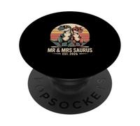 Mr And Mrs Saurus Est 2026 Dinosaur Couple PopSockets Adhesive PopGrip