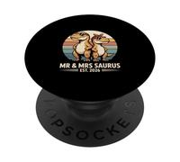 Mr And Mrs Saurus Est 2026 Dinosaur Couple PopSockets Adhesive PopGrip