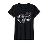 Mr and Mrs Since 1991 T Shirt 32nd Wedding Anniversary Value Graphic T-Shirt, Women, Black, L