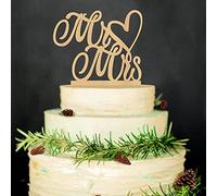 Mr and Mrs wedding Cake Toppers Heart Rustic Wood For Wedding Aniversary Party Engagement Decoration