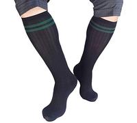 Mr.babuu 4Pairs Lot Mens Black With Green Circles Wide Striped OTC Thin Cotton Boots Dress Socks, Black, 6.5-10.5 UK
